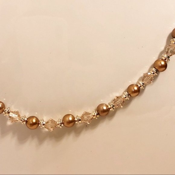 Swarovski Brown Crystal & Pearl Beaded Necklace - Picture 2 of 4